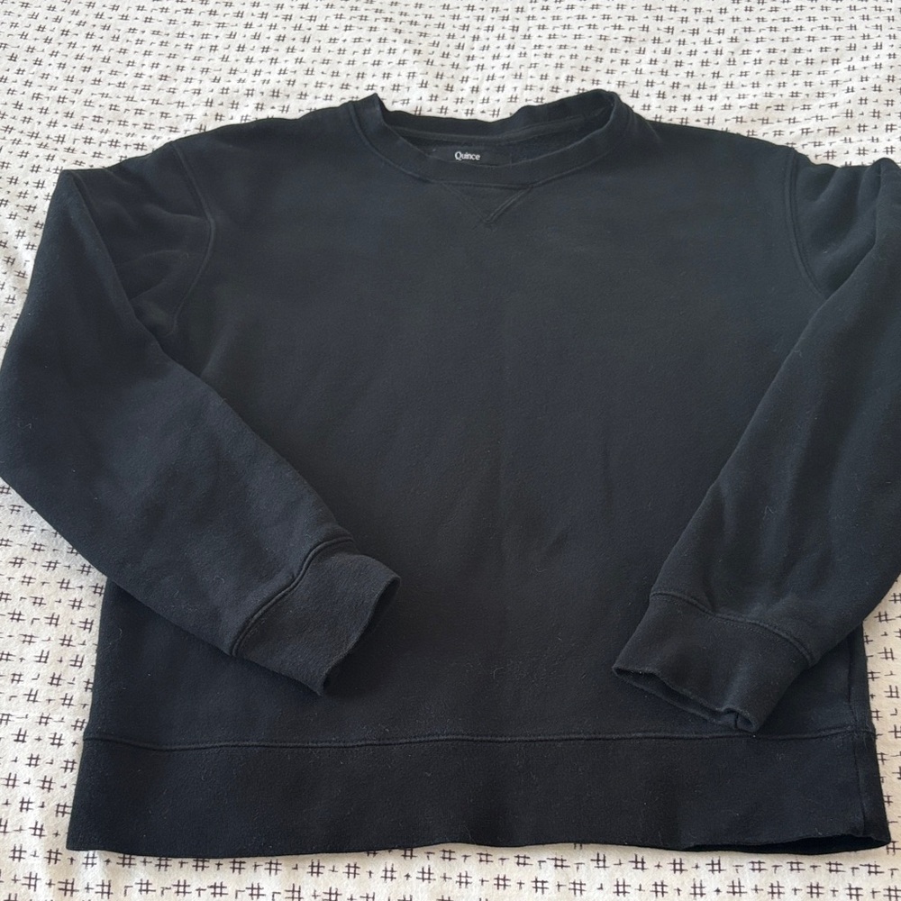 Quince 100% organic cotton sweatshirt? black, crewneck, size S